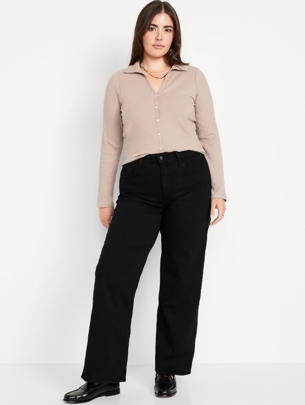 Old Navy High-Waisted Wow Wide-Leg Jeans Black Denim Size 8 (Tall) - Picture 4 of 6